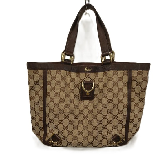 Gucci Handbags - Gucci Abbey D-ring 2 Handle Canvas Tote Brown and Tan 10 x 10 x 4
